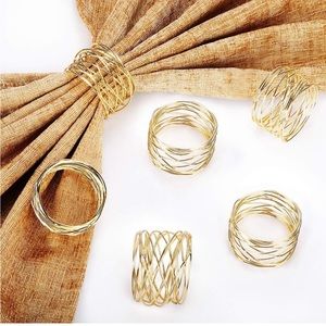 6 Pc decorative metal gold‎ plated table napkin rings